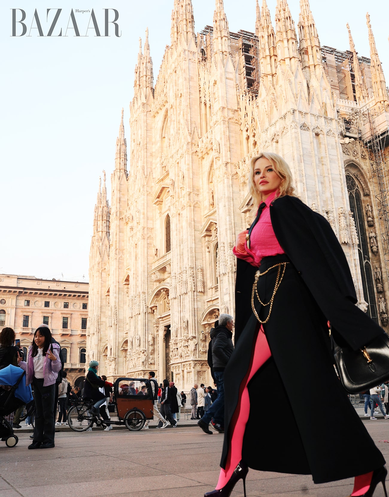 Irina Liderman in Milan for Harper’s Bazaar